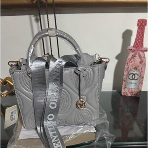 New VALENTINO ORLANDI TOTE BAG WITH PENDANT LIGHT GREY w/Guitar strap